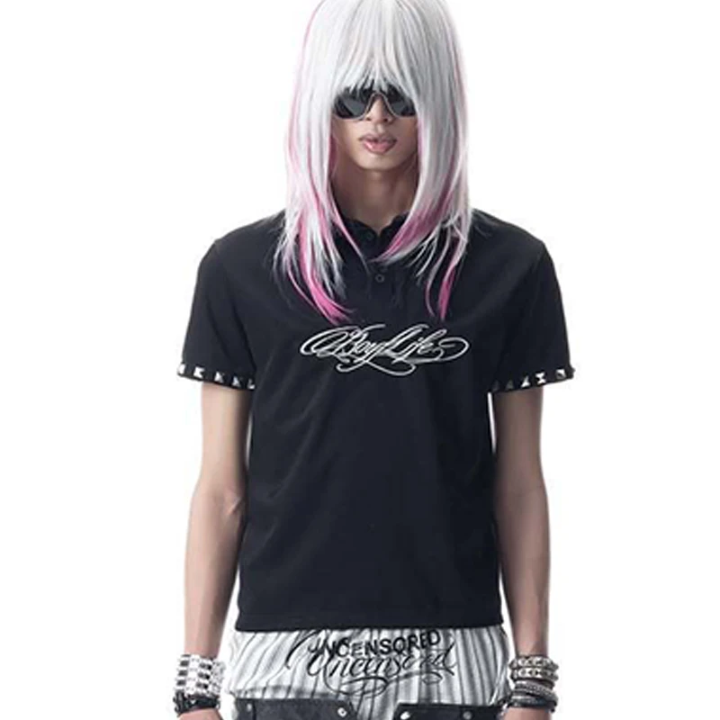 Y2K Streetwear Camiseta con remaches y cuello redondo, Top con estampado de banda Punk Retro oscuro, diseño gótico con estampado Punk Retro