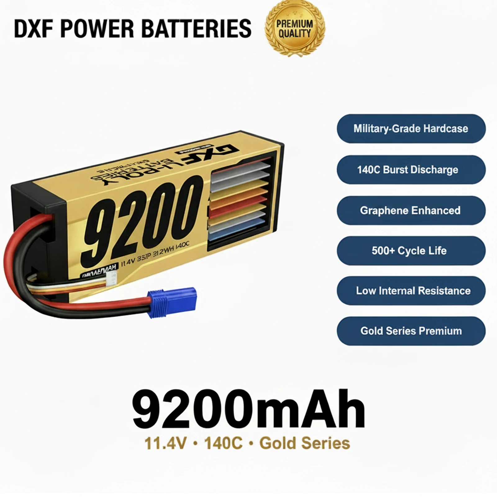 11.4V 9200mAh 3S Lipo Battery 140C EC5 XT90 Plug Hardcase 1/10 Buggy Truggy Offroad Boat Car Boat Truck RACING Helicopter