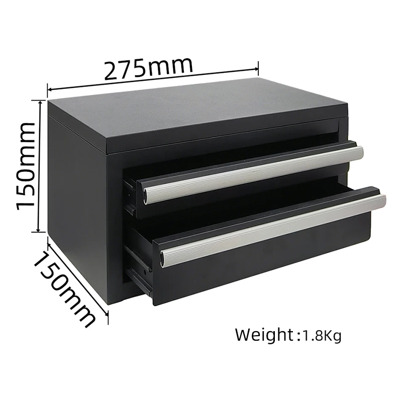 a for2 Drawer Mini Metal Tool Chest Portable Steel Tool Box for Small Hand Tools Hardware Storage