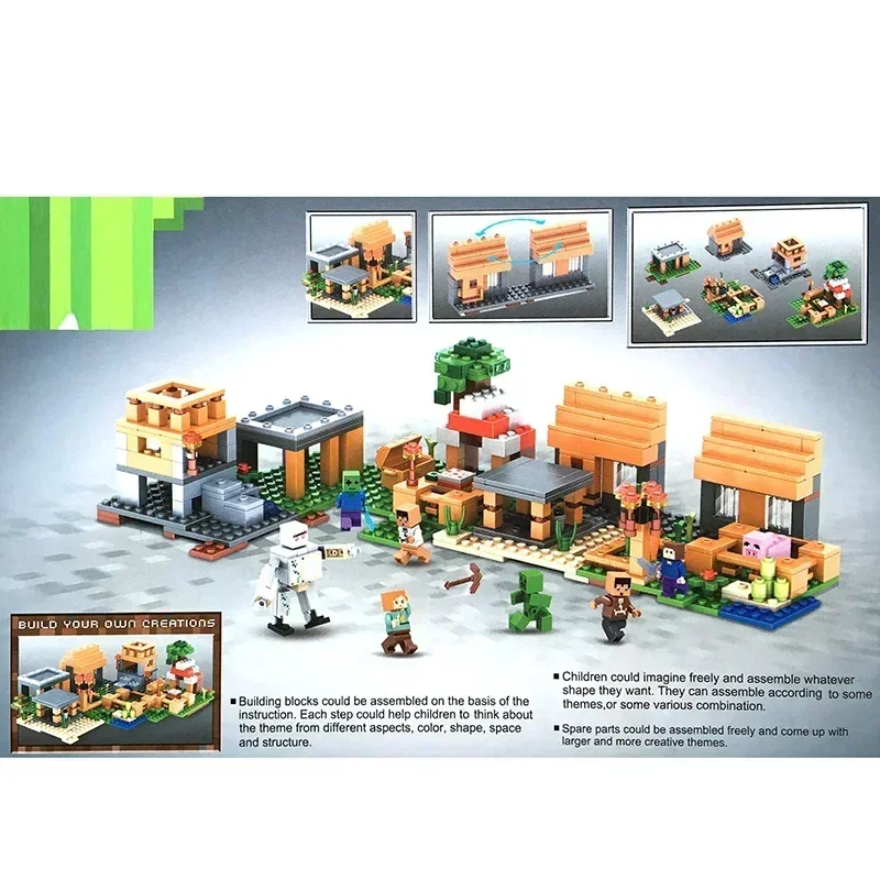 Blocs de construction en édition spéciale du Village, avec figurines d'action Steve, compatibles avec mon monde, jouets de ville, 21128