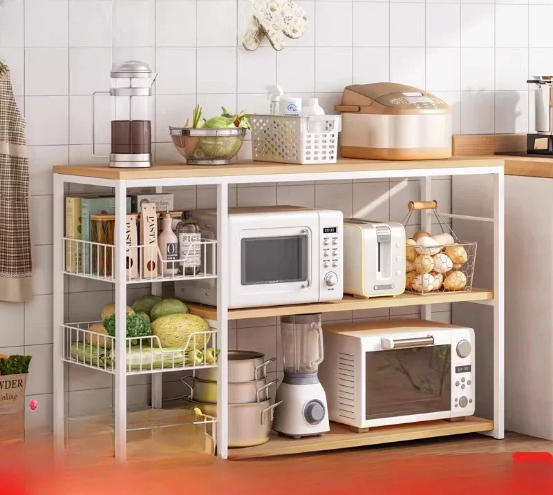 

Kitchen Shelf Floor-to-ceiling multi-layer locker Multifunctional microwave oven locker with door cabinet Household vegetable cu