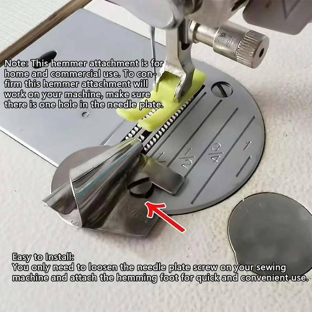 3mm-10mm Old Sewing Machine Rolled Hemmer Foot Sewing Machine Presser Hemming Puller Sewing Accessories Easy to Disassemble