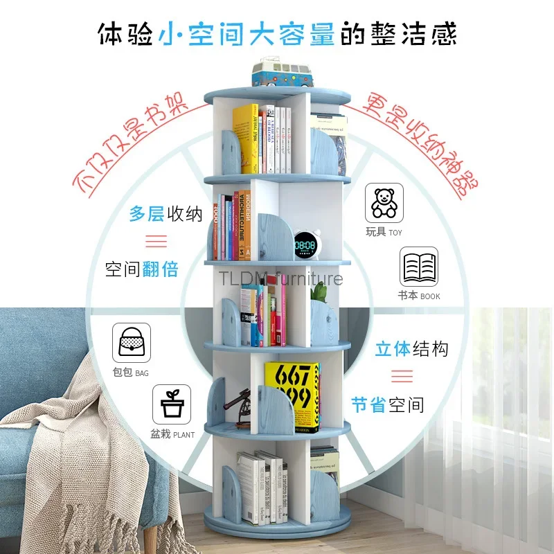 Estante Giratória Infantil, Suporte De Livro De Imagens, Doméstico Simples, Economia De Espaço, Pouso, Estudante, Estante De Armazenamento Criativa