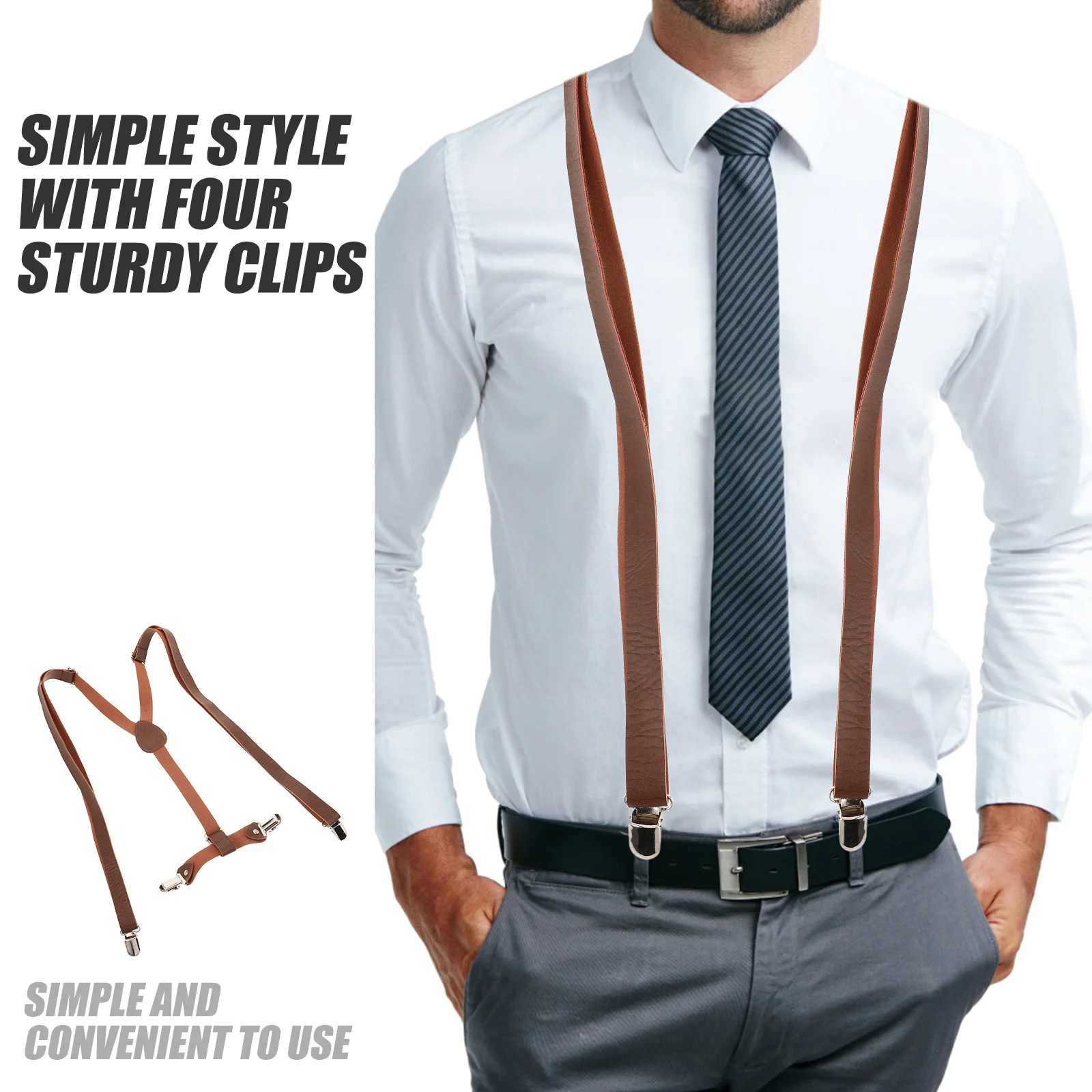 Unisex-Hosenträger in Y-Form, verstellbar, elastisch, PU-Material, bequemer Hosenträger für Jeans, Anzughosen, Herren und Damen