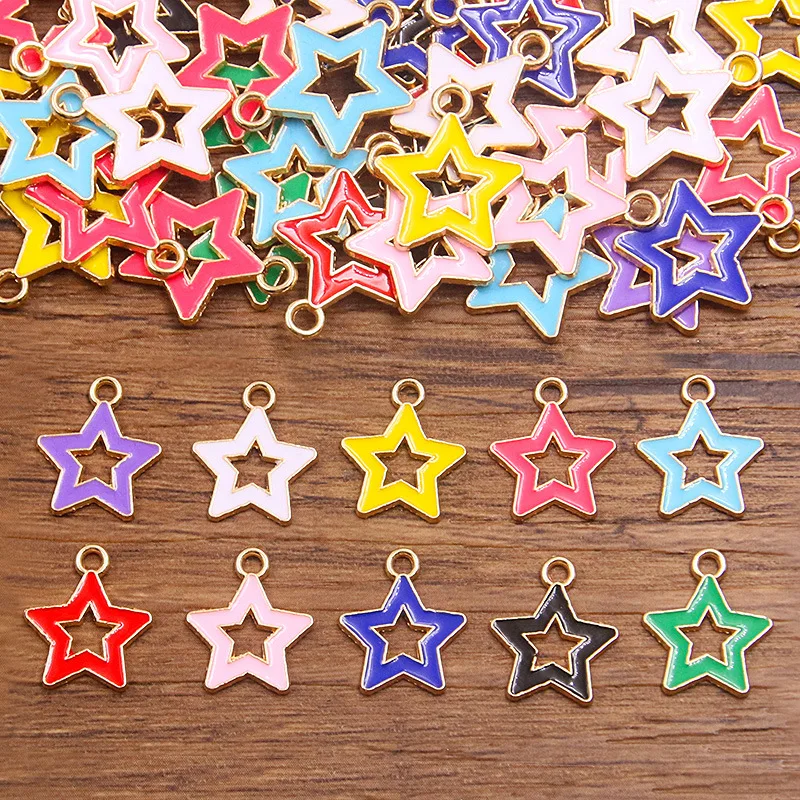 20 Stück/Lot Metall-Emaille-Anhänger mit kleinen niedlichen Sternen für DIY-Armbänder, Halsketten, Ohrringe, Schmuckherstellung, Materialien und Zubehör – Detail 2