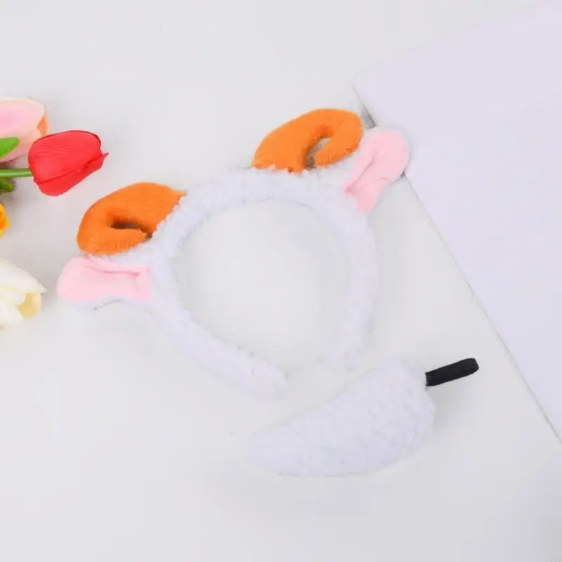 270D Schapenkostuumaccessoires Set-Schapenoren Hoofdband Staart Schapen Fancy Dress Props