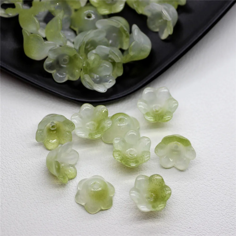 30Pcs/lot 7x12mm Flower Shape Lampwork Crystal Glass Loose Beads for Jewelry Making DIY Earring Keychain Crafts Findings