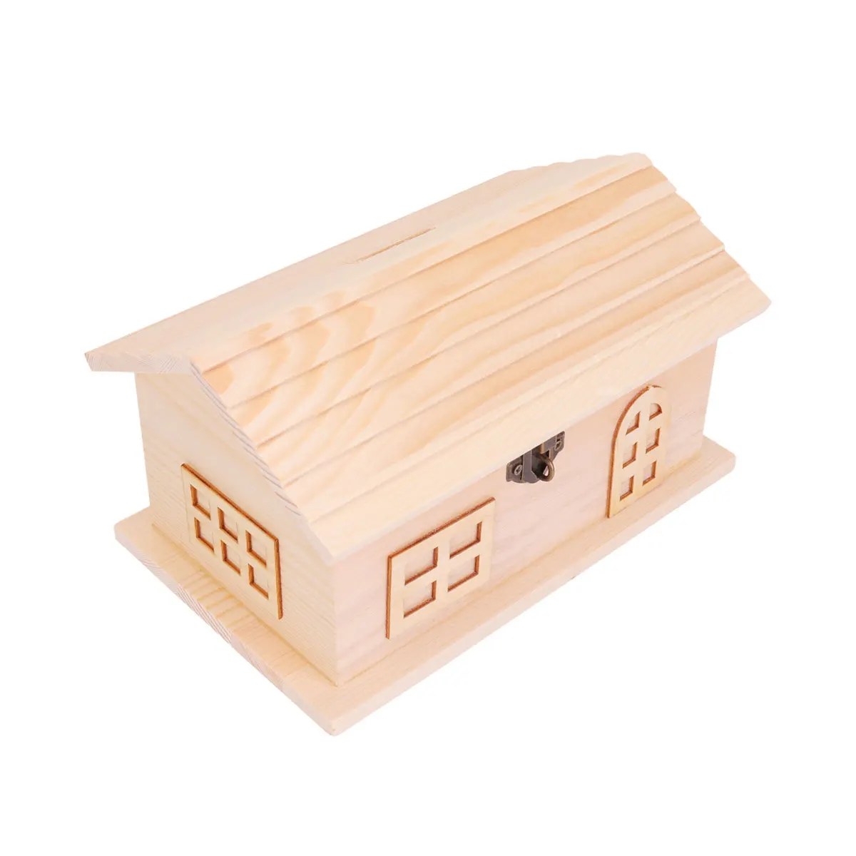 1 szt. Drewniany skarbonka w kształcie domku DIY dla dzieci, edukacyjna skarbonka na monety, drewniana skarbonka do rękodzieła dla dzieci.