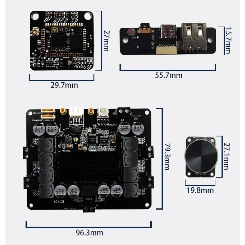 Imagem -02 - Placa do Amplificador de Bluetooth Afinação Ldac 50w Mais 100w Qcc5125 Tpa3116 4.2 Dsp