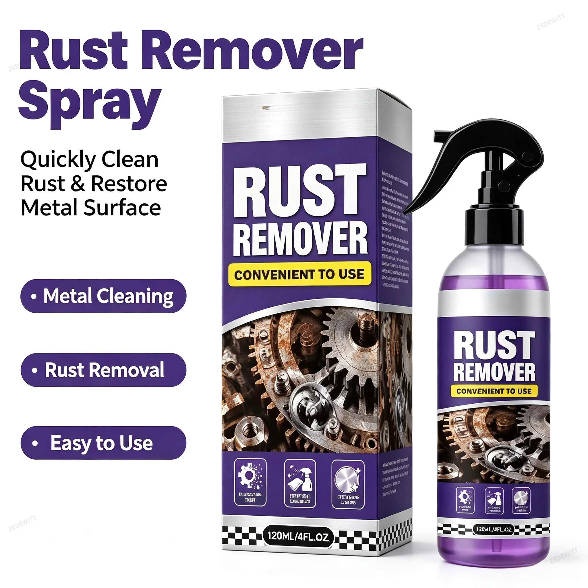 Multifunctional car rust remover used for removing rust providing surface protection on car brake pads iron metal surface