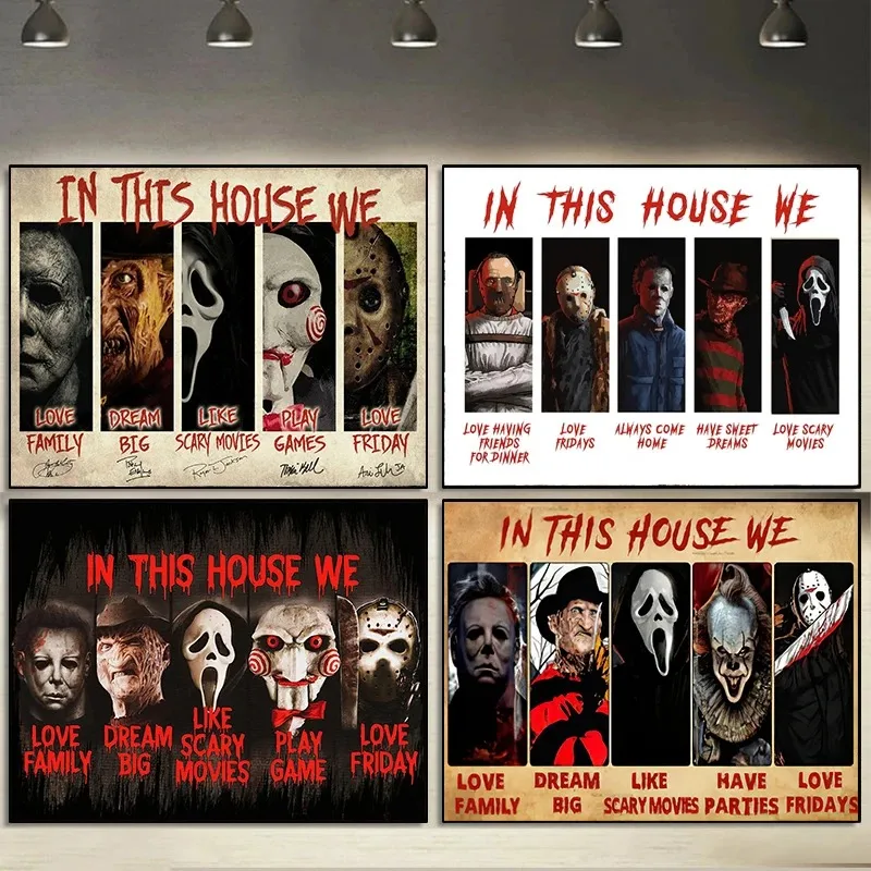 Classic Gothic Themed Wall Art Home Horror Movie Oil on Canvas Posters and Prints Halloween Living Room Bedroom Decoration Gifts