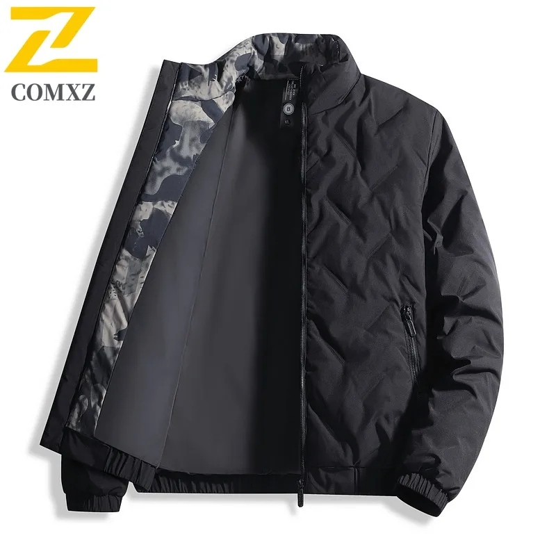 COMXZ New Men Cotton Coat Stand Collar Commuting Office Lightweight Parkas Business Casual Cold Protection Warm Winter Garment