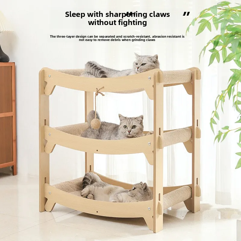 

Cat Tree with Scratching Posts, Plush Bed Lounge Perch Extra Durable Cat Tower for Big Cats Non-Shedding Sisal Reinforced Base