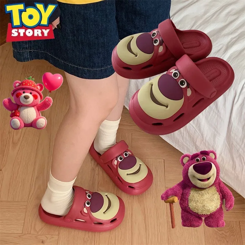 

Sweet Disney Toy Story Lotso, милые креативные женские сандалии с мультяшным узором, новые повседневные модные индивидуальные нескользящие легкие сандалии
