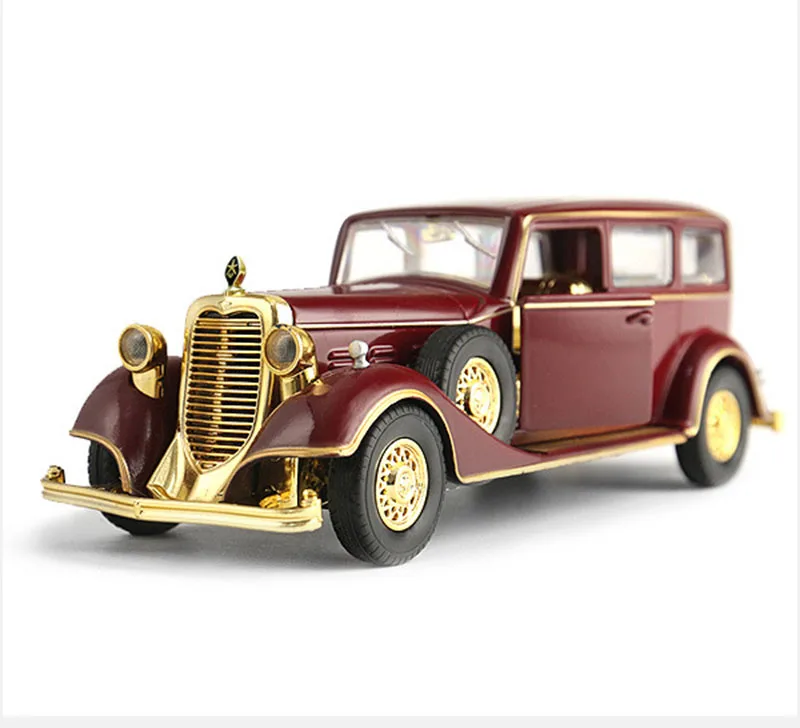 1:32 Emperor Retro Classic Alloy Car Diecast Model Toy Pull Back Vehicle Sound And Light Metal Car Simulation Collection Toys