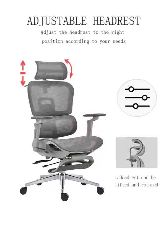 ZC02 High Quality Ergonomic Executive Office Chair PU Leather Aluminum Mesh Multi-Function Swivel Adjustable Comfortable Chair