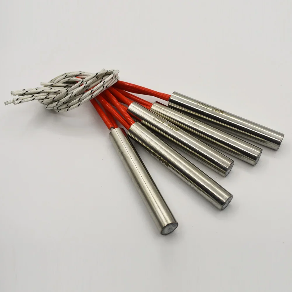 5pcs 220V 10mm Dia. Electric Cartridge Heater 10x60 10x80 10x100 10x120 10x150 10x200mm Stainless Steel Tubular Heating Element