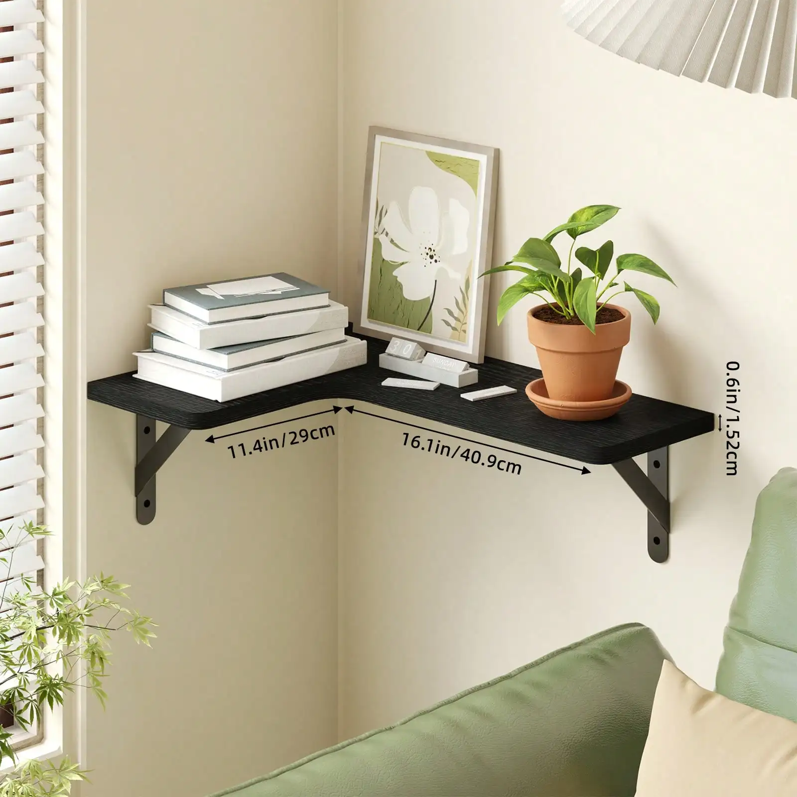 4/5-Piece Corner Floating Shelves, Bookshelves, Rustic Wood Wall-Mounted Shelf, Wall and Room Decor for Bathroom, Kitchen, Bedro