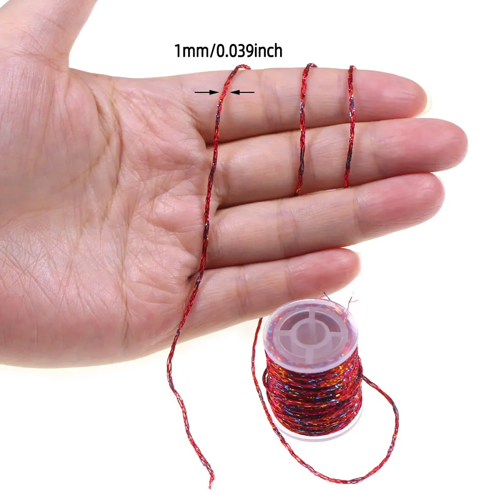 10m/Spool 1mm Holographic Flash Flat Braid Thread Fly Tying Material For Tying Nymph Body Streamer Trout Fishing Flies Lure Bait