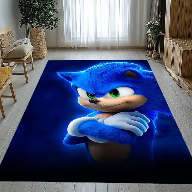 Cartoon S-Sonic Rings K-Knuckles Game Soft Non-Slip Area Rug for Living Room,Bedroom Playroom Carpet Mat for Sofa,Home Decor
