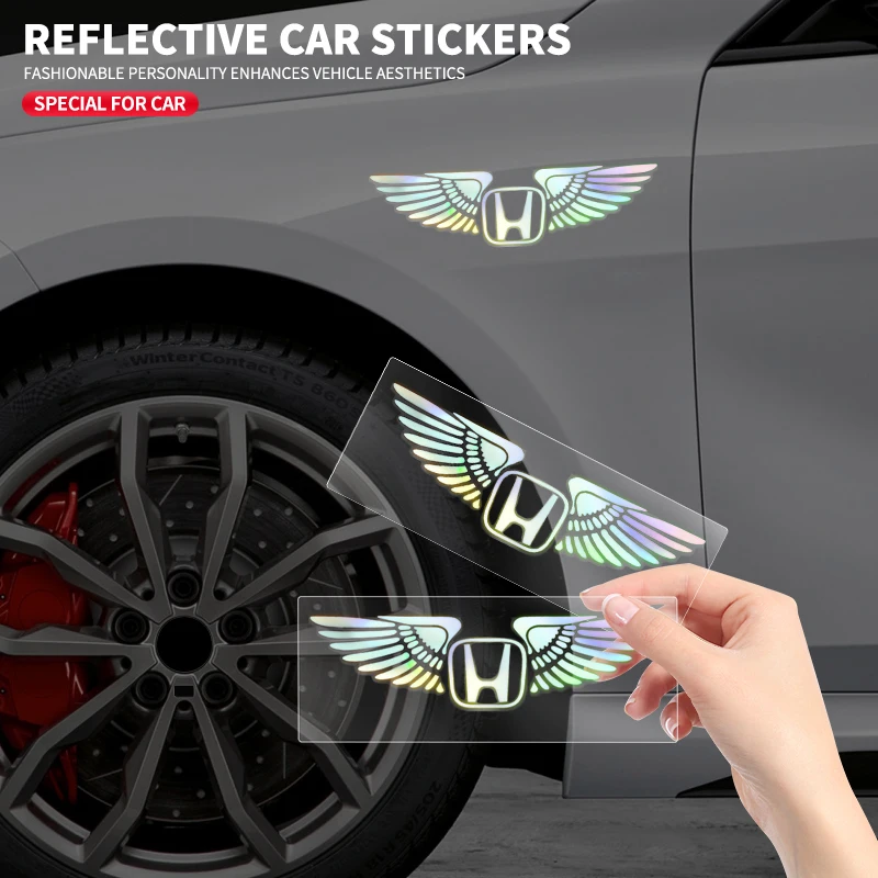 Car Logo Decorative Colorful Laser Reflective Waterproof Decals For Honda Civic Fit Jazz Accord Pilot CRV Odyssey Passport