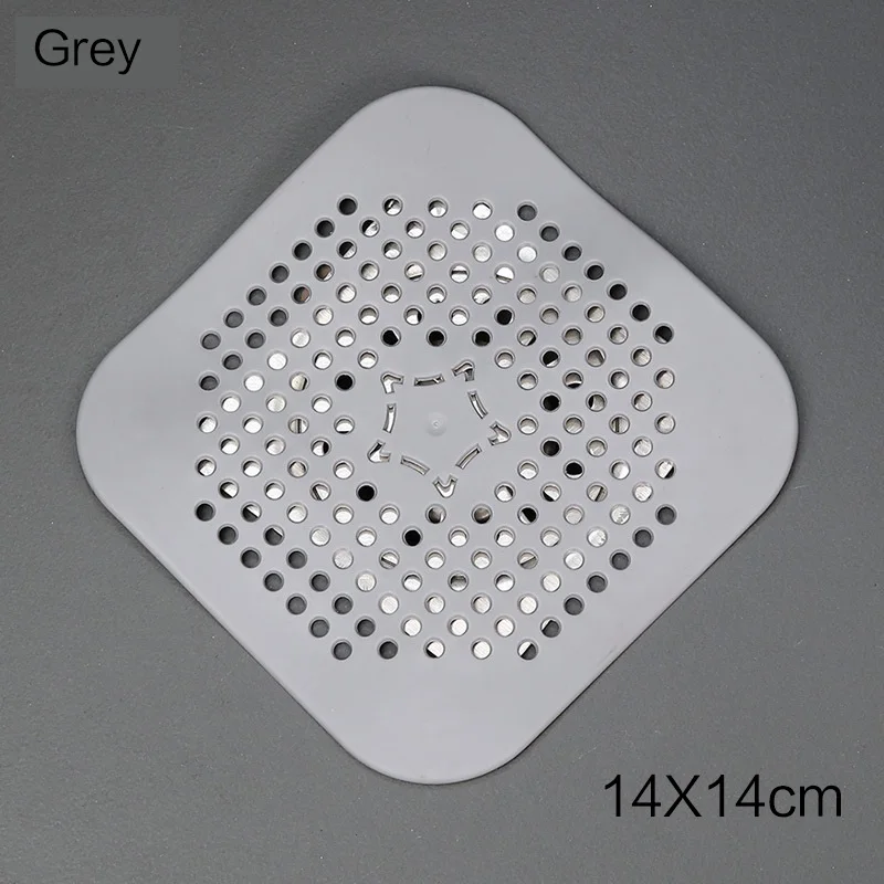 4 pcs Drain Attrape-Cheveux, Couvercle de vidange pour Douche Ventouse crépine en Silicone pour filtres de Salle de Bain et de Cuisine(Carré(2* Blanc+2*Gris