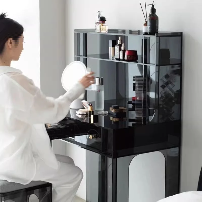 Tocador de escritorio acrílico estilo ins de celebridades de Internet, mesa de maquillaje de lujo ligera integrada para dormitorio, tocador moderno y sencillo
