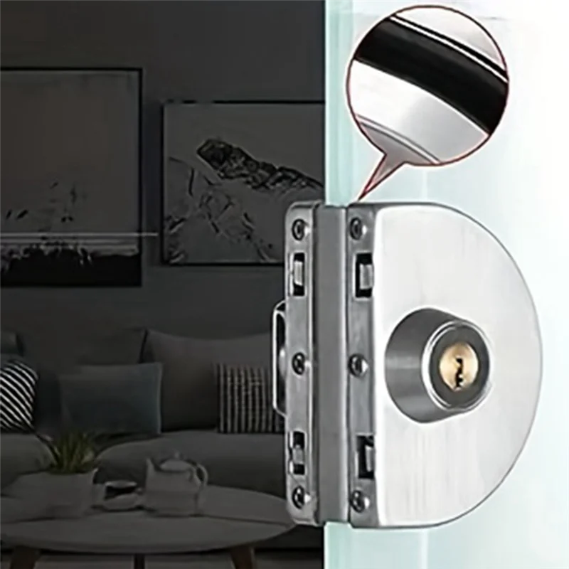 Juego de cerraduras para vitrina/vitrina de vidrio A45M, puerta doble de acero inoxidable, sin necesidad de perforación, juego de herramientas para el hogar fácil de instalar con 2