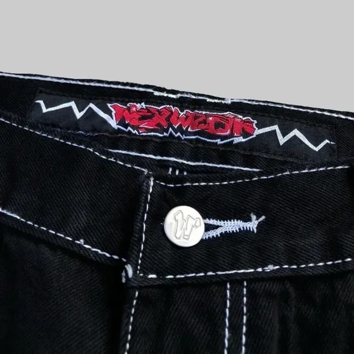 Wexwear Trendy Brand Y2K New Vintage Baggy Jeans short pants Men Harajuku Punk Hip Hop High Waist Jeans Streetwear Cargo Pants