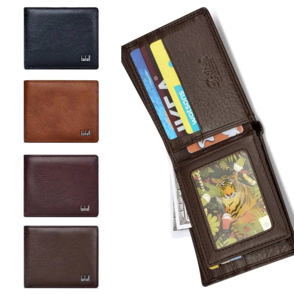 

Cowhide Men's Short Wallet Classic Large Capacity Male Leather Purse Multi-position Multi-function Slim Wallet Pocket Purse