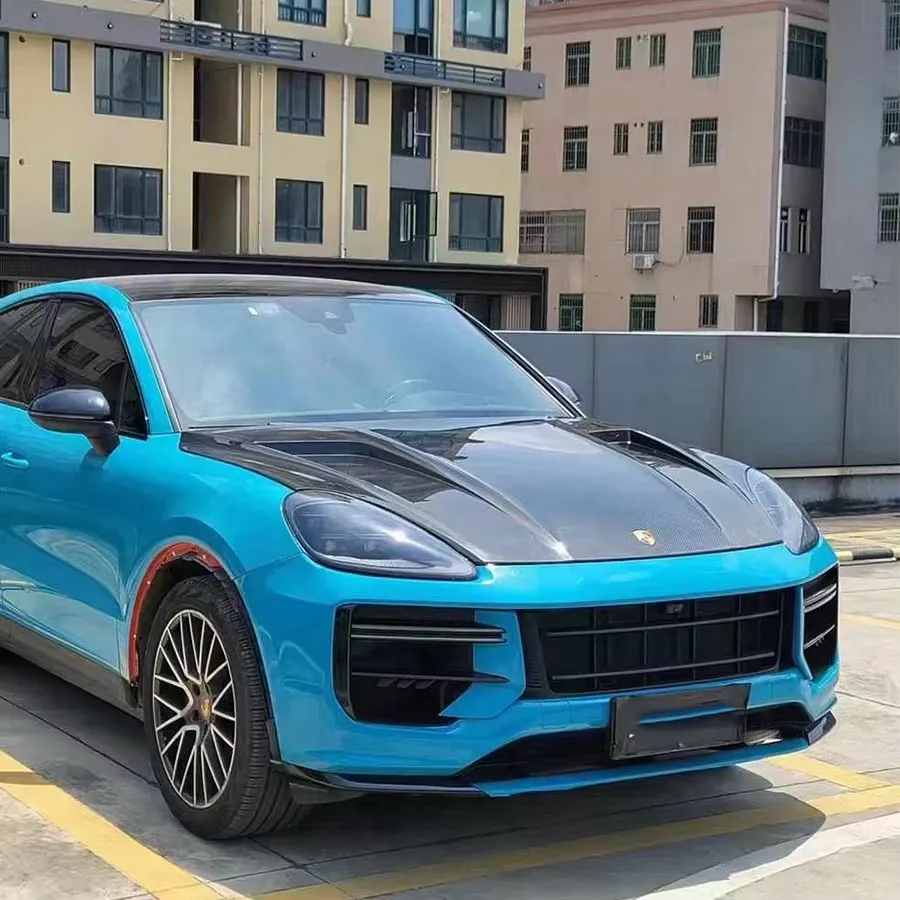 For Porsche Cayenne 9Y0 2018+ Carbon Fiber Hood Forged carbon Engine Cover Hood Car Headliner Hood Cover Upgrade body kit