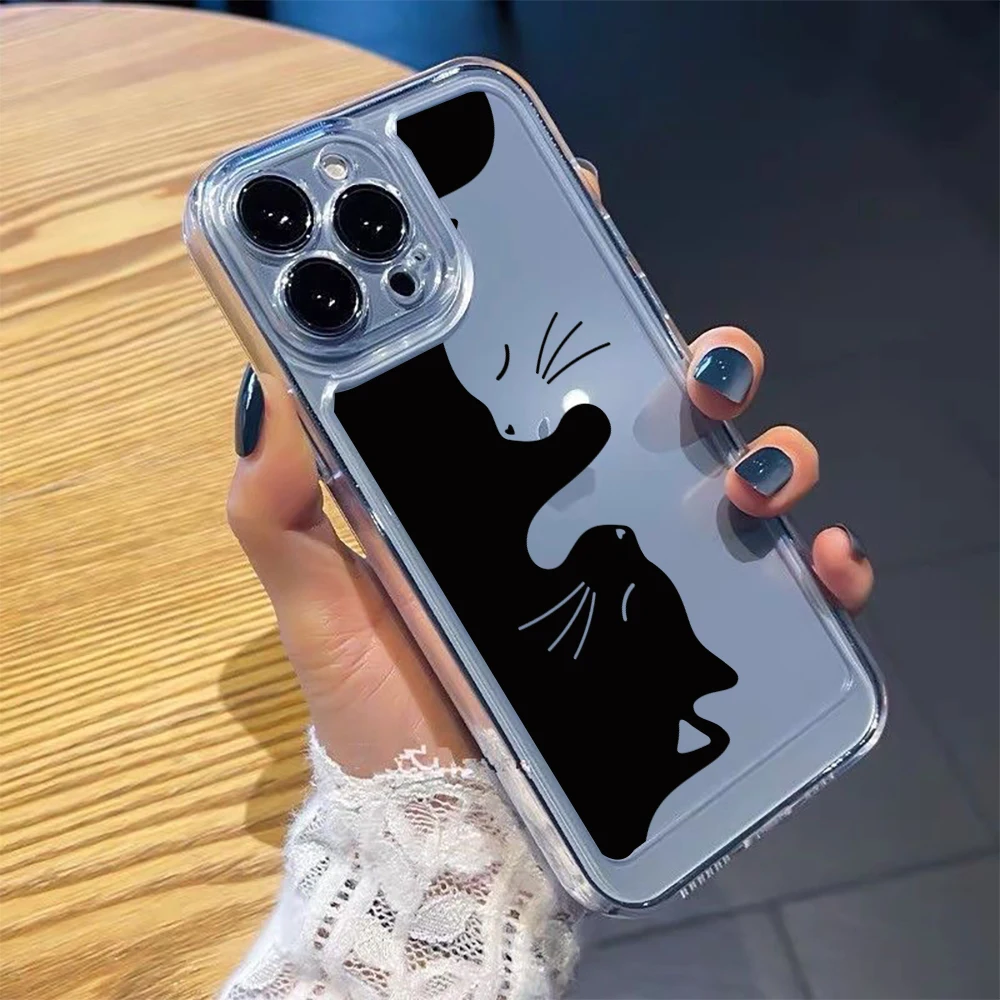 Cartoon Animal Cute Cat Clear Case For iPhone 16 Pro 17 15 14 13 12 11 Pro Max 7 8 Plus X XS 16E Shockproof Silicone Soft Funda view 4