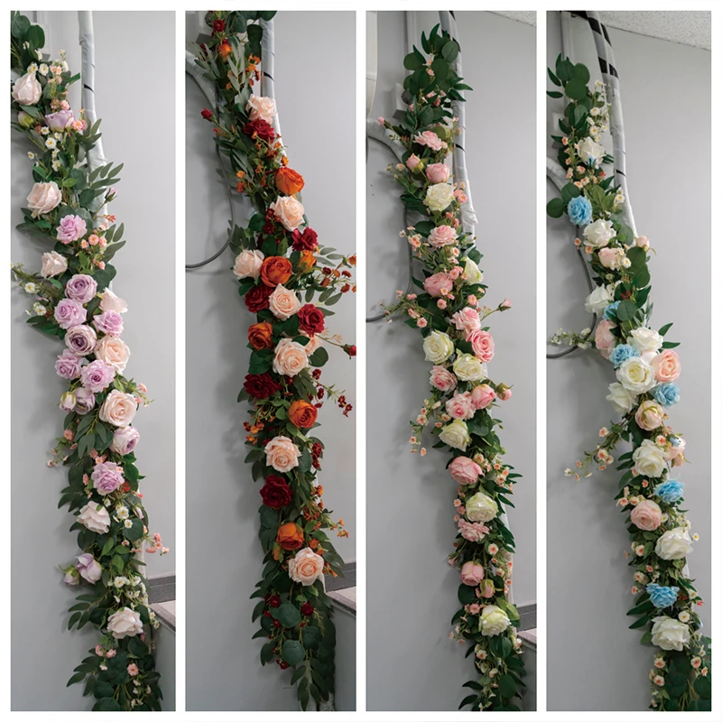 

Customized Artificial Flower Arrangement 180cm Table Floral Runner for Wedding Backdrop Decor Event Party Home Decoration