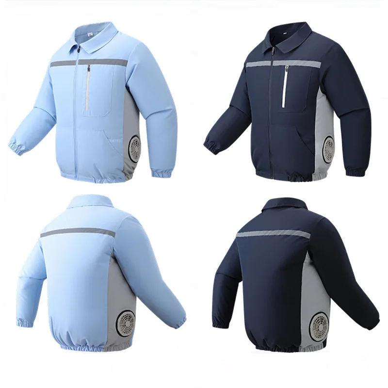 Summer Outdoor Fishing Fan Clothing Travel 2 Fan Air Conditioning Suit Construction Site Heatstroke Prevention Cooling Work Coat view 3