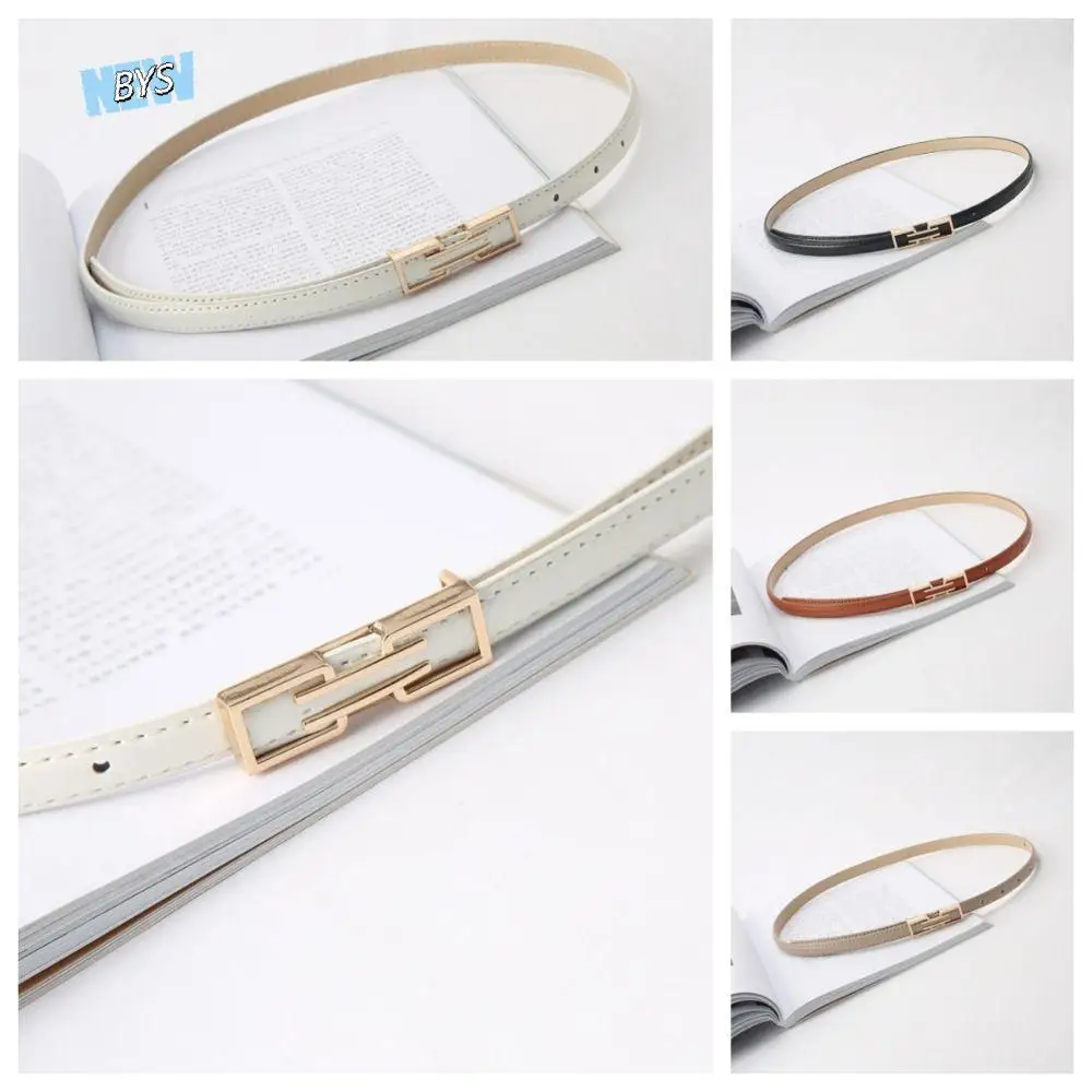 

Classic Solid Color Women Thin Belt Pu Leather Skinny Metal Buckle Belt Waist Belt Waistband Dress Decoration