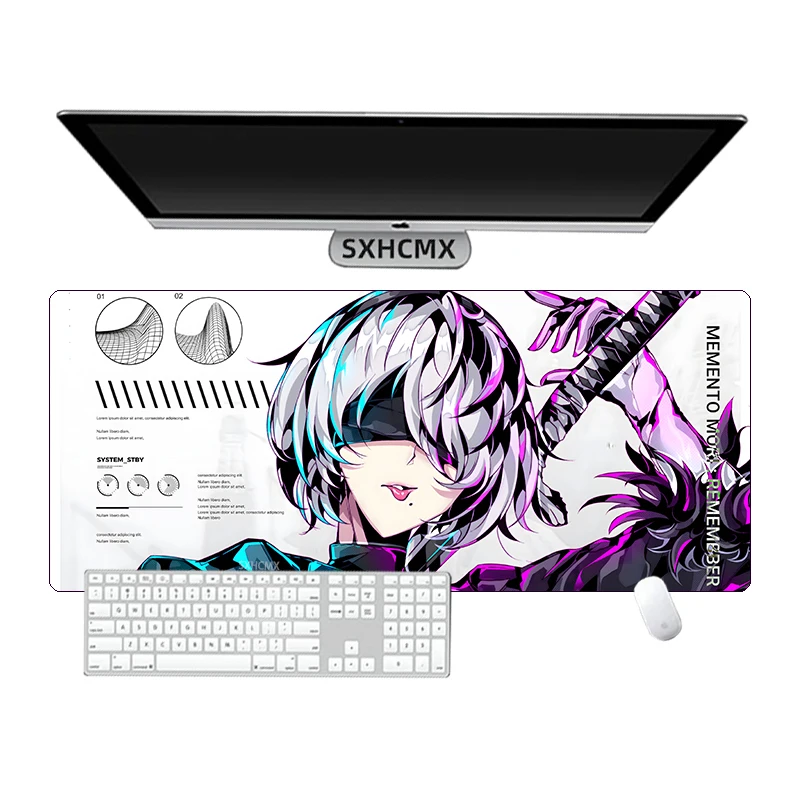 Sexy Girl Anime Rubber Mouse Pad Laptop Kawaii Gaming Frieren Nazuna‌ 2b Albedo Non-slip Waterproof Locking Edge Keyboard Pad