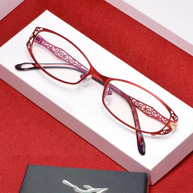 عالية الجودة سبائك إطارات النظارات رائعة الدانتيل المرأة خفيفة قصر النظر وجه صغير القراءة النظارات الطبية البصرية 8982 #3