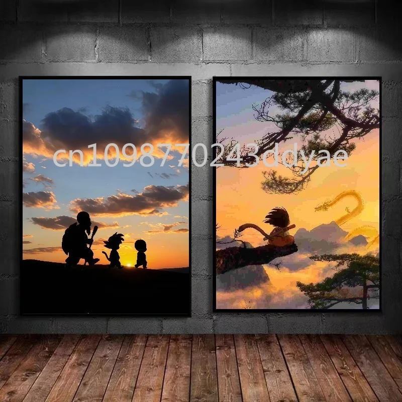 

Printed Canvas Painting Cartoon Super Saiyan Dragon Ball Goku Vegeta Cartoon Poster Mural Boy Room Home Wall Art Decoration