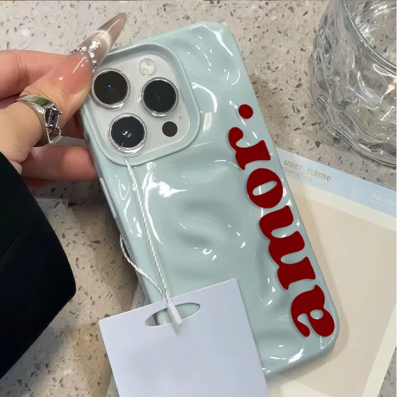 Amor Spanish Aesthetics Handyhülle für iPhone 17 16 15 11 14 13 12 Pro Max Plus 17Air Falten-Wellen-Design Weiche Silikon-TPU-Schutzhülle – Detail 6