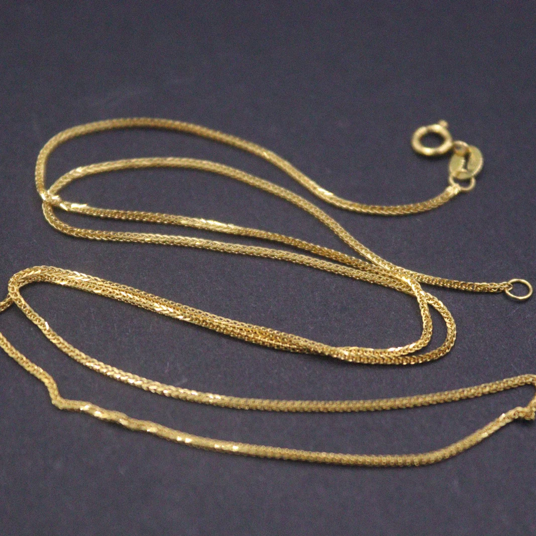 

Real 18K Yellow Gold Chain For Women 1mm Link Wheat Chain 18inch Length/1.4g