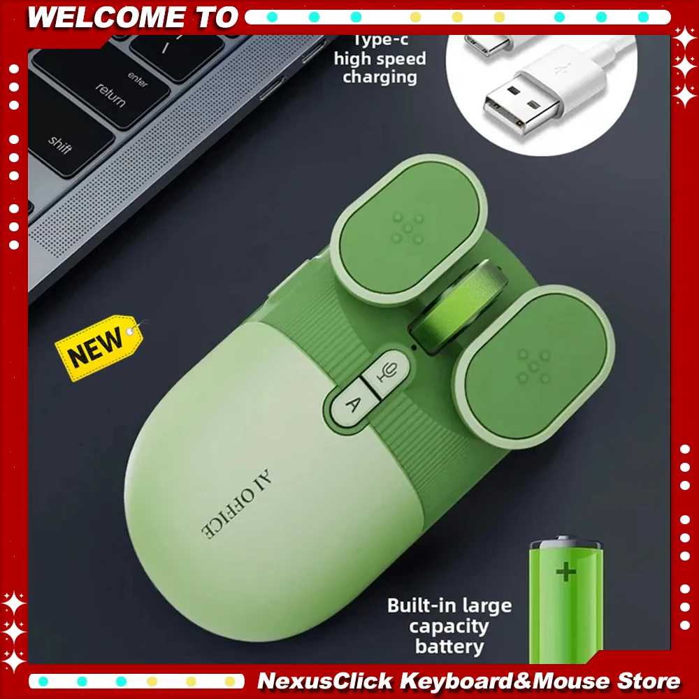 

Dual Modes AI Mouse Rechargeable Wireless Mouse 1600DPI 2.4G Bluetooth with AI Feature Speech Version for Laptop PC Computer