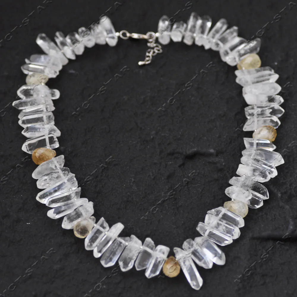 MCT·STAR 20'' 26mm Natural Yellow Teardrop Faceted Clean Crystal Amethyst Column Necklace CZ Custom Jewelry（Z14021）