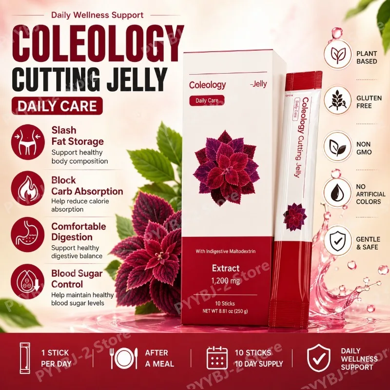 Coleology Cutting Stick Jelly Sabor Granada con Fórmula a Base de Plantas y Semillas de Chía para Mantenerse Saludable, 10 Paquetes de Suplemento