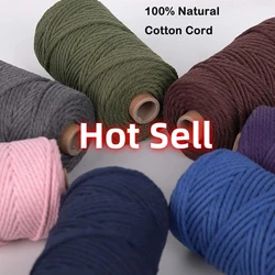 Macrame Cord 3mm 100m Natural Cotton Rope for Colorful Macrame Hand Knitting for Handmade Colored Wall Hanging Weaving Tapestry
