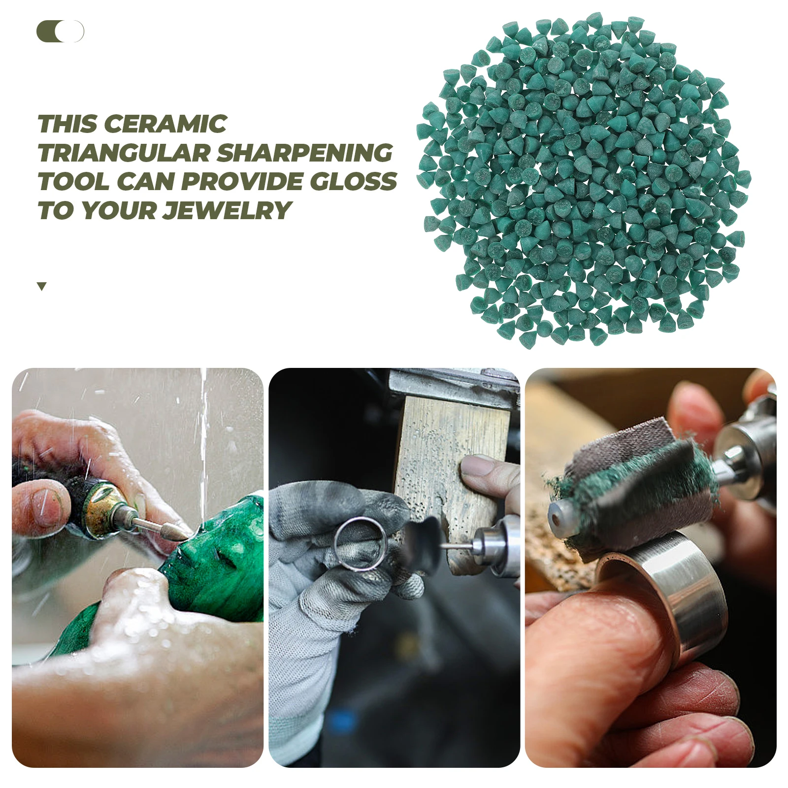 500G Carburo di silicio Tumbling Media Grana triangolare per kit di lucidatura su roccia Bicchiere rotante Macchina Lucidatura abrasiva Riempitore