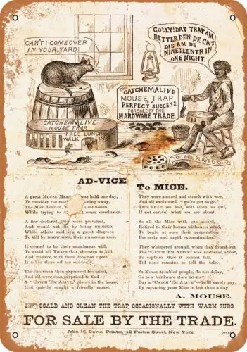 Metal Sign - 1876 Catchemalive Mouse Trap - Vintage Look Reproduction