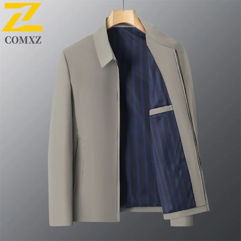 

COMXZ Multi-Function Men Jacket Stand Collar Business Leisure Light Windbreaker Pure Color Design Light Cozy Autumn Outerwear