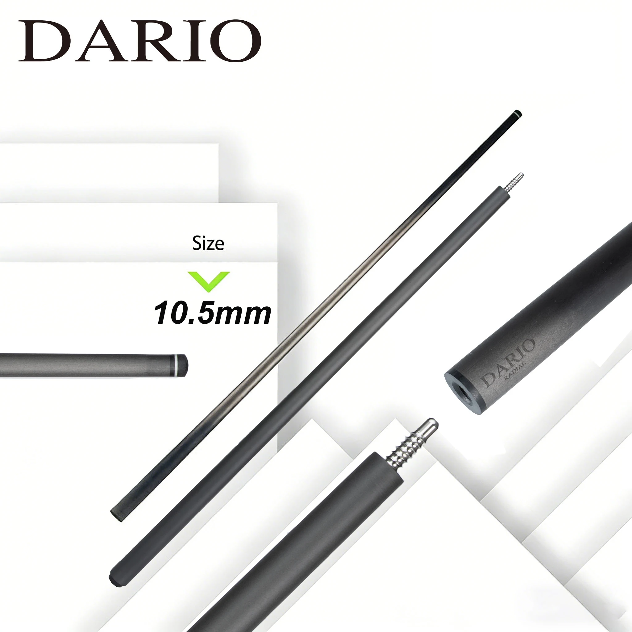 

Карбоновый шафт для бильярдного кия DARIO 10.5 мм с матовым покрытием UD, наконечник 3/8x8