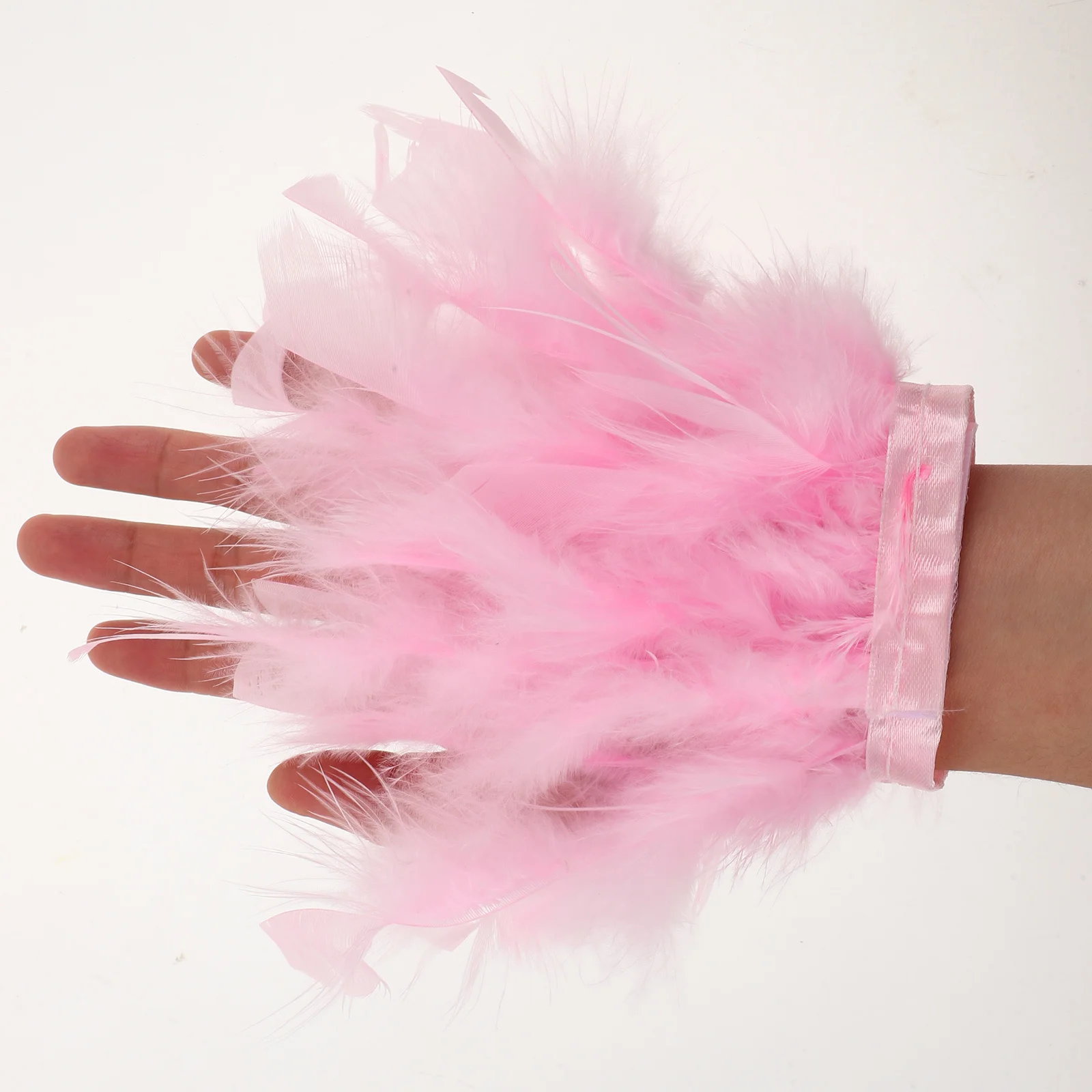 

1Pair Organza Feathered Arm Cuffs Sleeves Detachable Nail Art Manicure Photography Display for