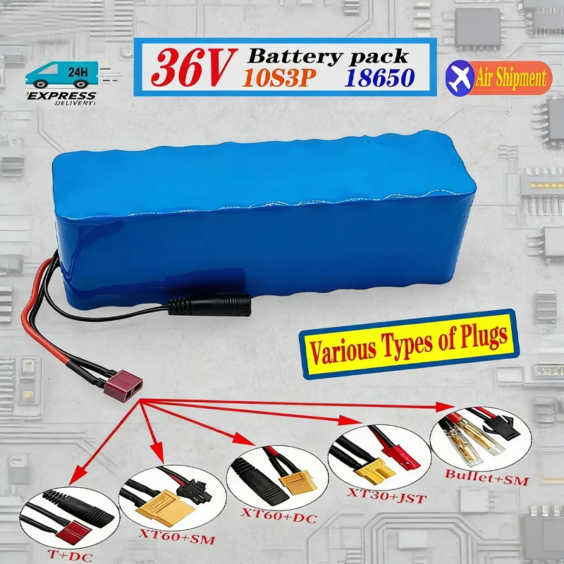 

10S3P 30Ah lithium battery, 36V large capacity, used for bicycles and electric scooters, including BMS XT60 socket and charg